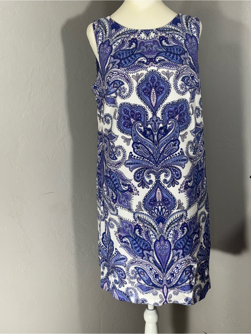 AGB White and Blue Paisley Midi Dress